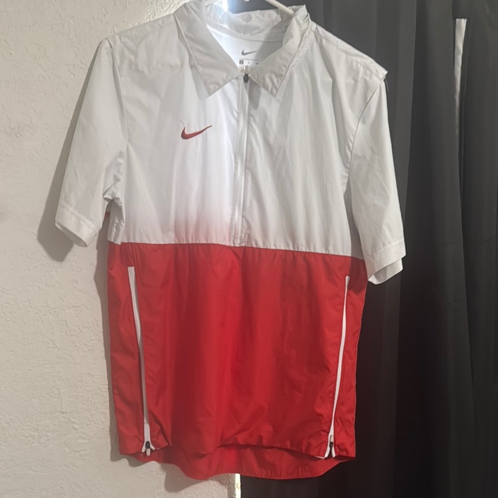 Nike Red and White Windbreaker Jacket